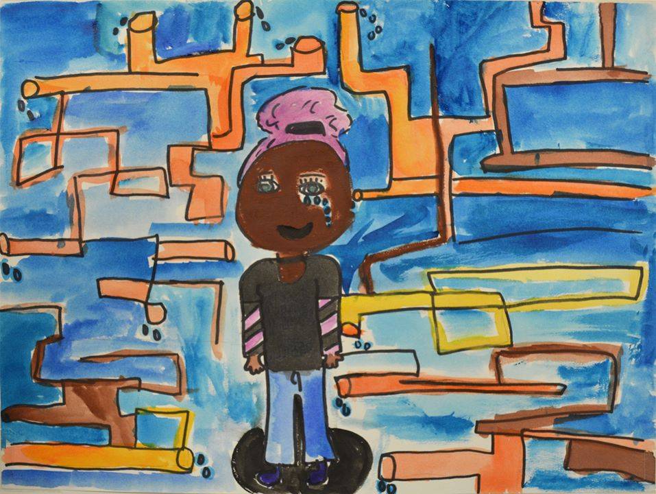 Drawing created by 8th grader, Jazmine L., at Linden Charter School in Flint, Michigan in response to the Flint water crisis.